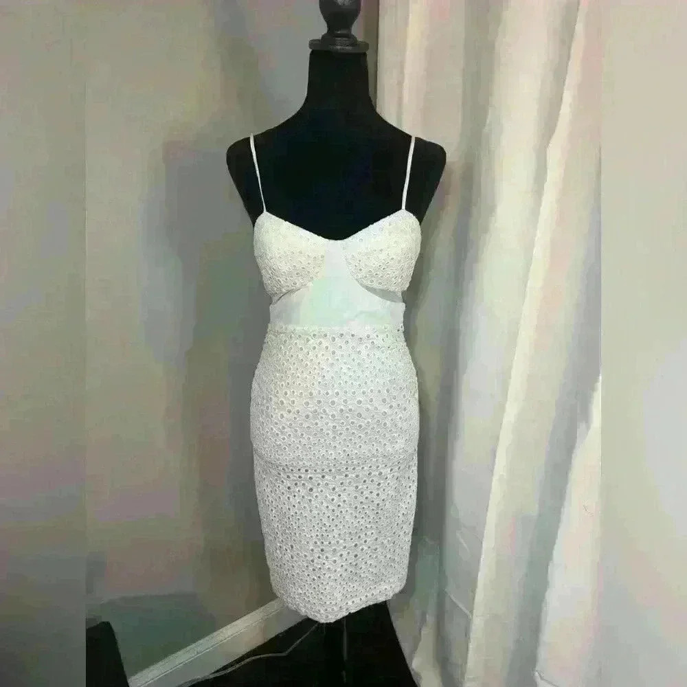 Charlotte Ronson Eyelit & Leather Dress - size 2